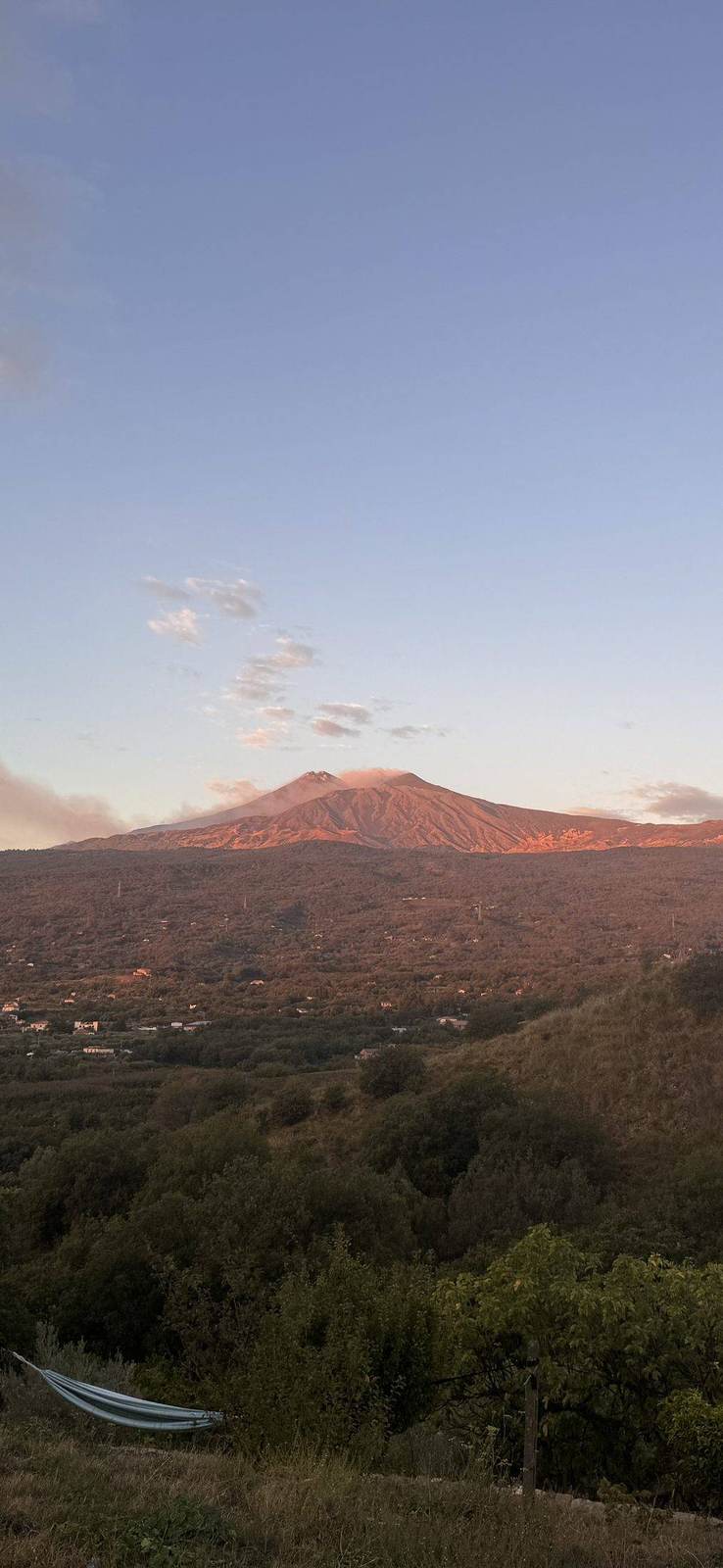 Sunset view of Mount Etna from the vineyard